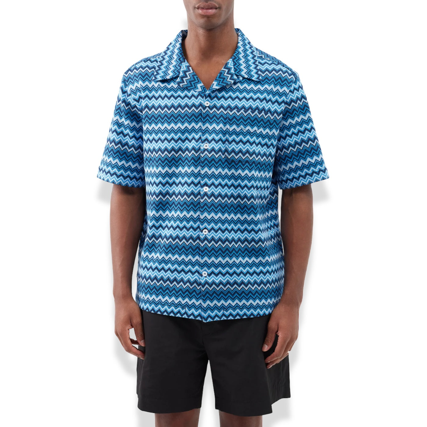 Missoni - Striped viscose shirt Blue