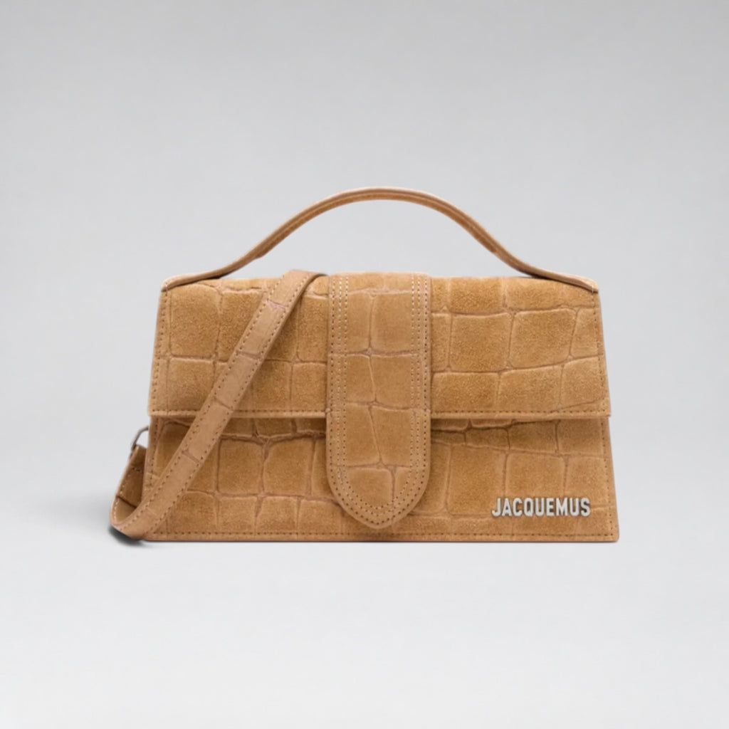 Large Bambino Suede Croco Pattern Camel