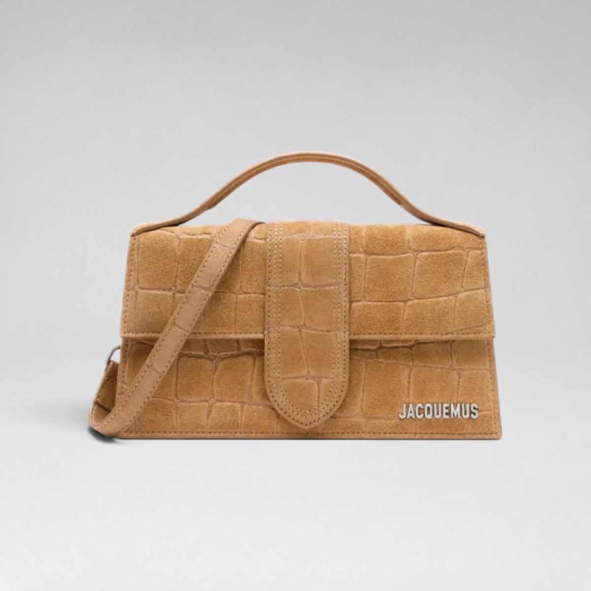 Large Bambino Suede Croco Pattern Camel