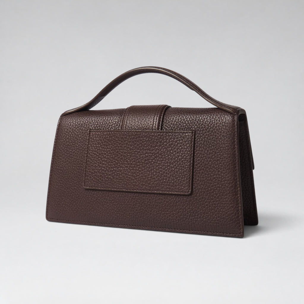 Large Bambino Grained Leather Dark Brown
