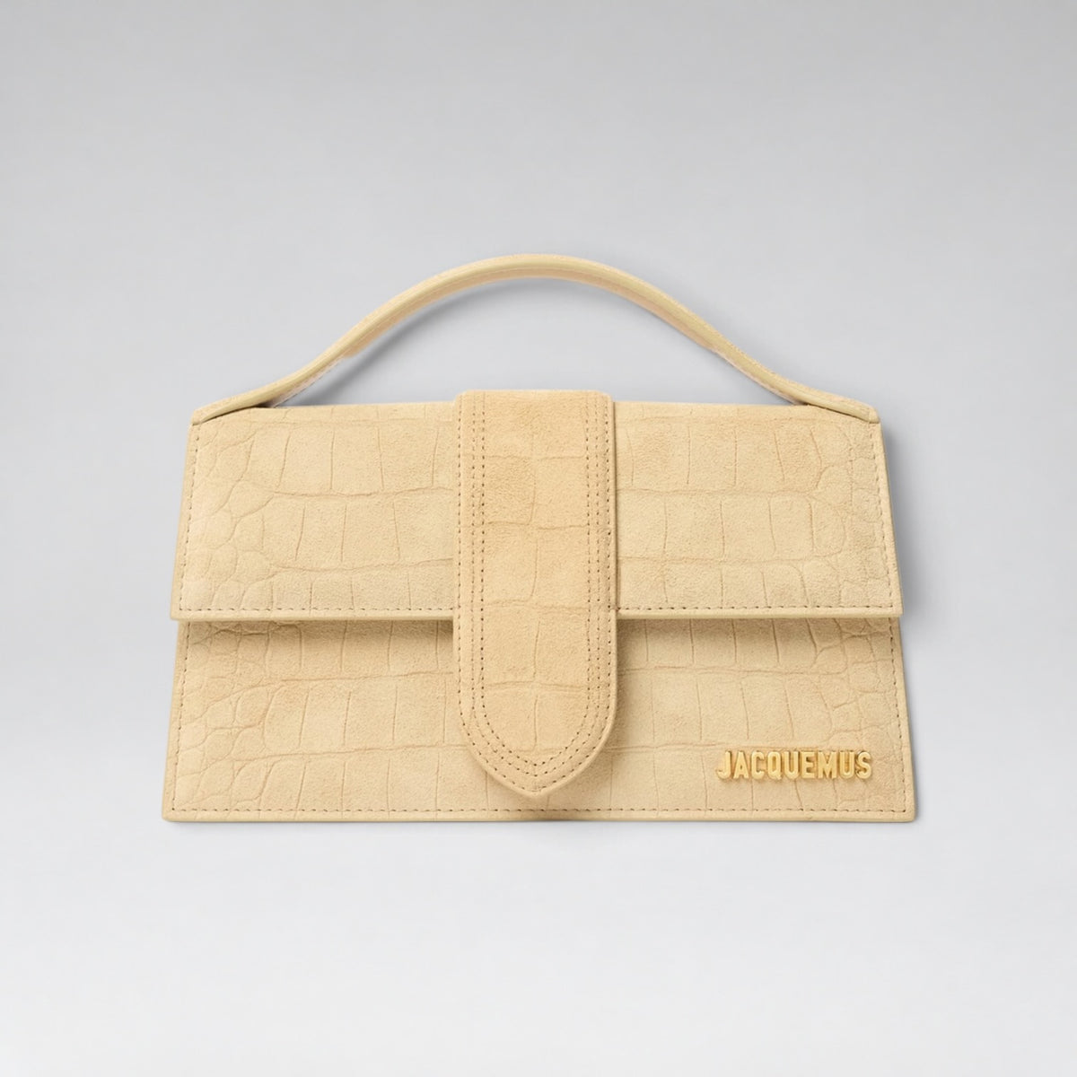 Large Bambino Suede Croco Pattern Beige