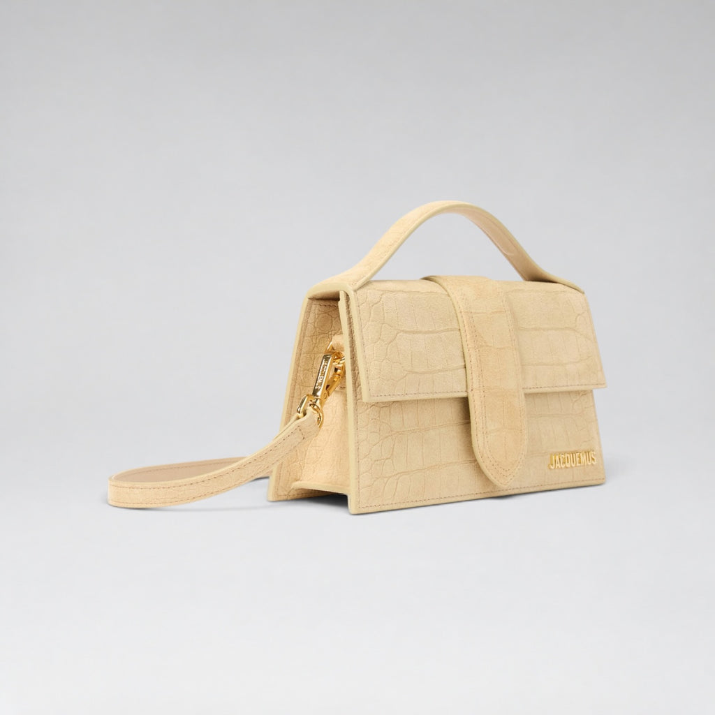 Large Bambino Suede Croco Pattern Beige