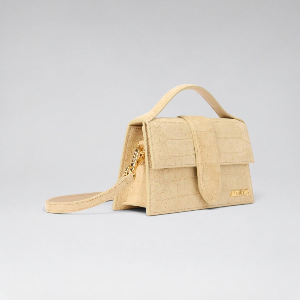 Large Bambino Suede Croco Pattern Beige