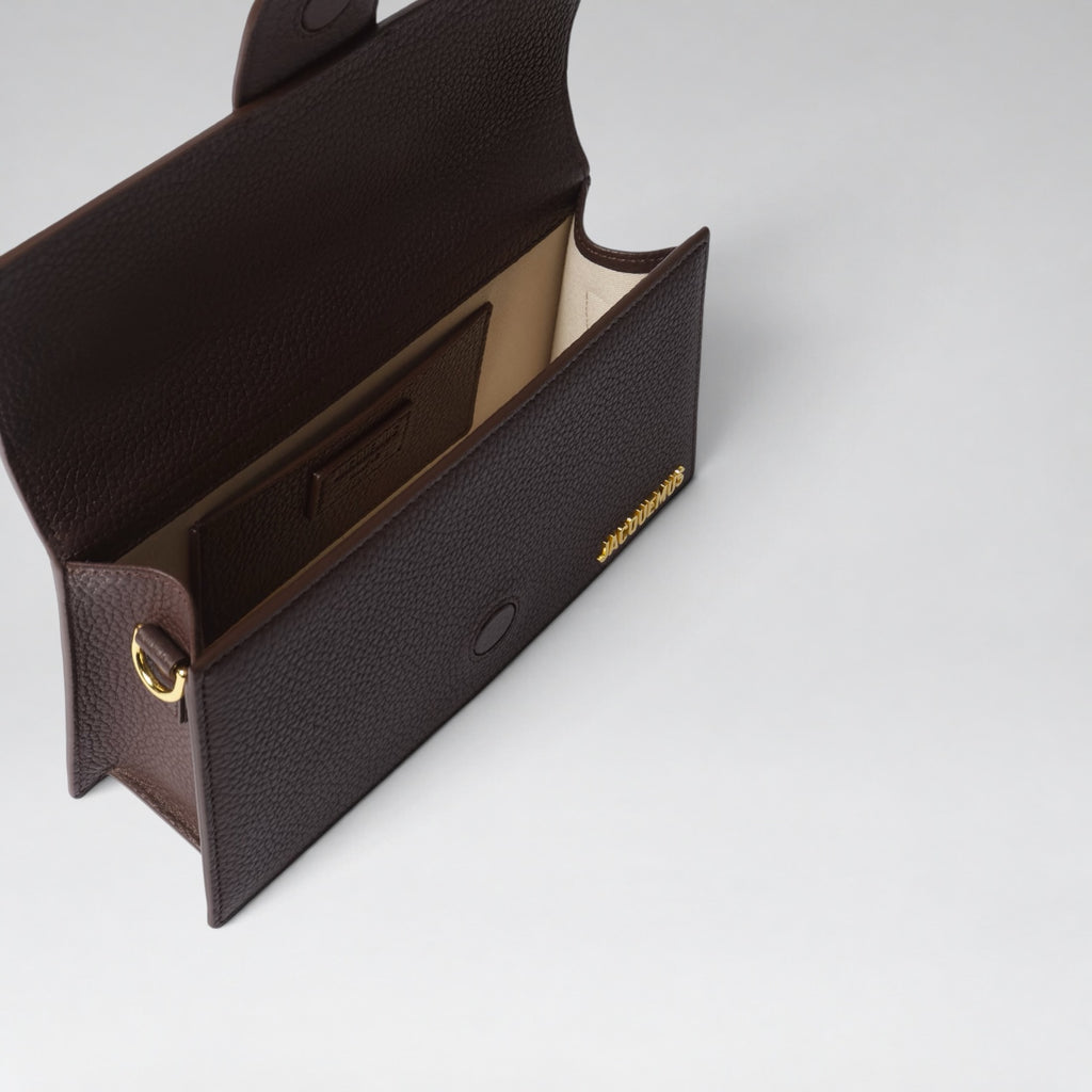 Large Bambino Grained Leather Dark Brown