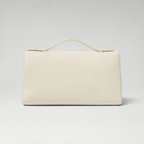 FBYMM L19 Extra Pocket tas in wit generfd kalfsleer met handvat en minimalistisch design