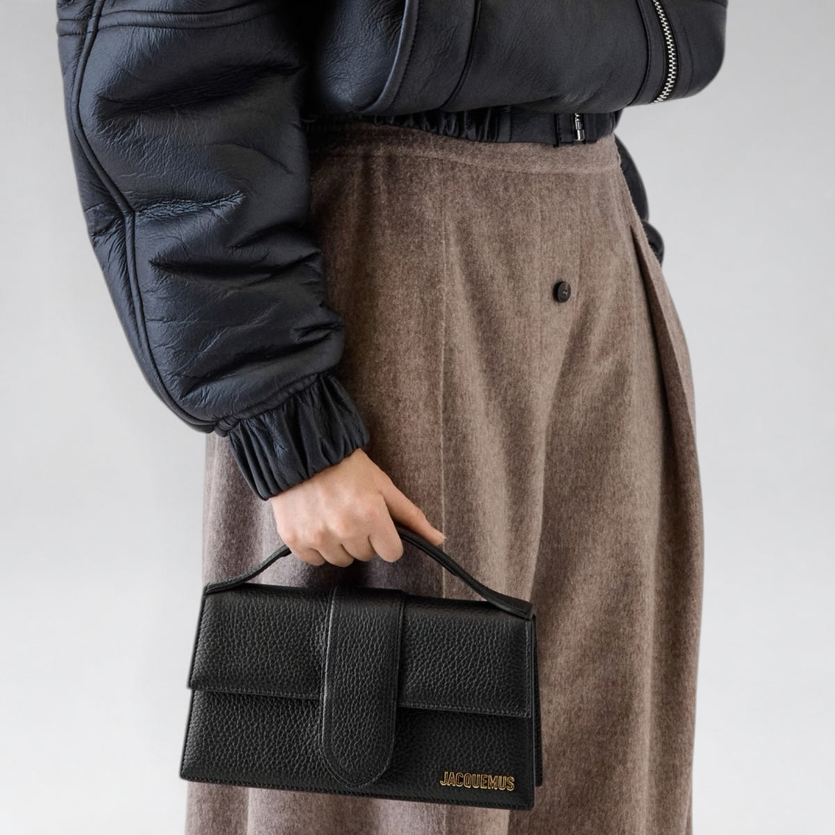 Large Bambino Grained Leather Black
