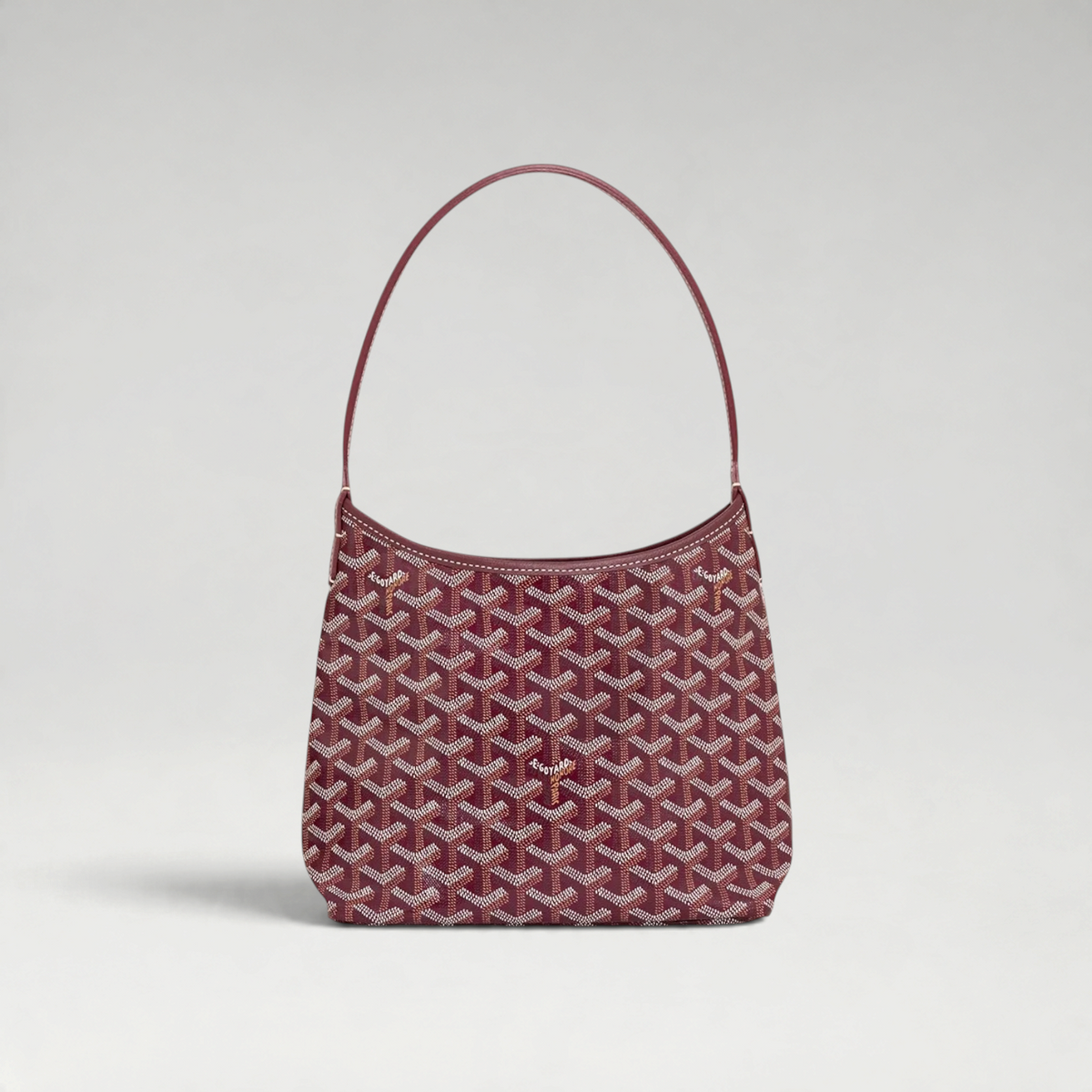 FBYMM Hobo Bohème mini tas in bordeauxrood Goyardine canvas met kalfsleren details en palladium accenten.