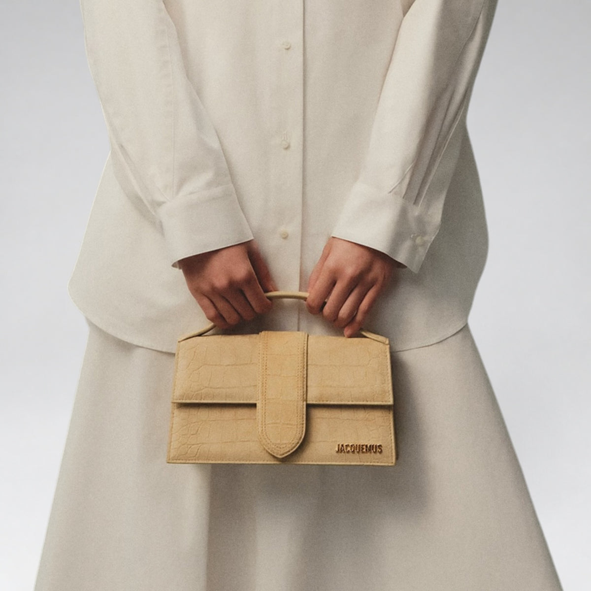 Large Bambino Suede Croco Pattern Beige