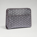FBYMM Goyard Jouvence MM toiletry tas in grijs met iconisch patroon, gemaakt van waterbestendig rundleer.