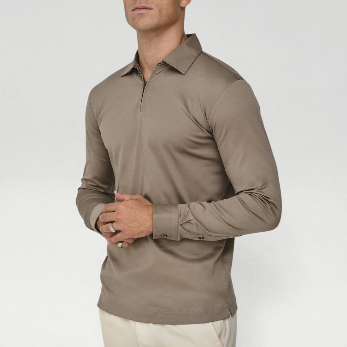 Longsleeve Supima Polo Lead Grey
