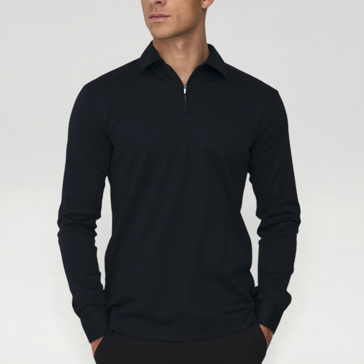 Longsleeve Supima Polo Navy