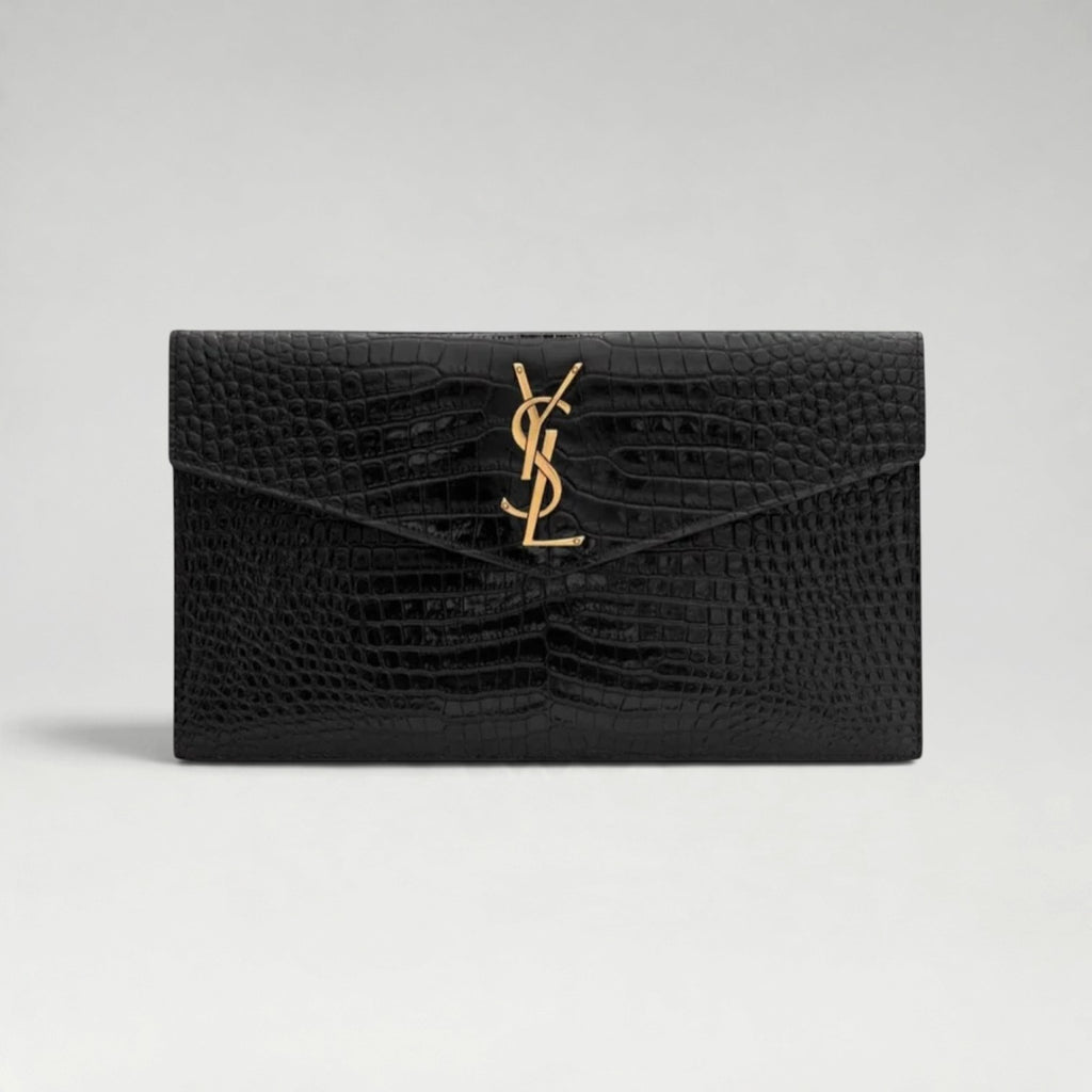 Uptown Pouch Croco Embossed Black