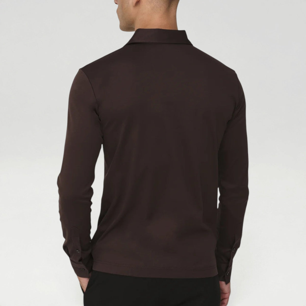 Longsleeve Supima Polo Ebony Brown