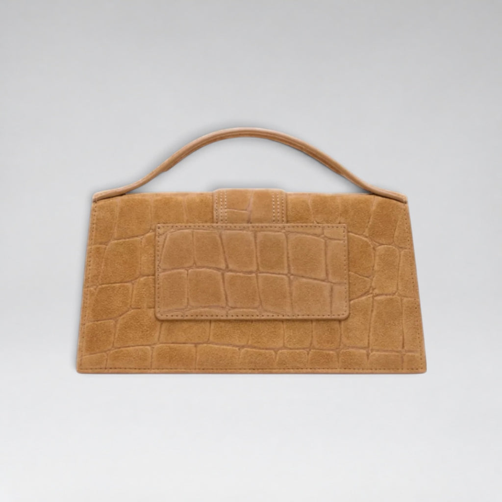 Large Bambino Suede Croco Pattern Camel