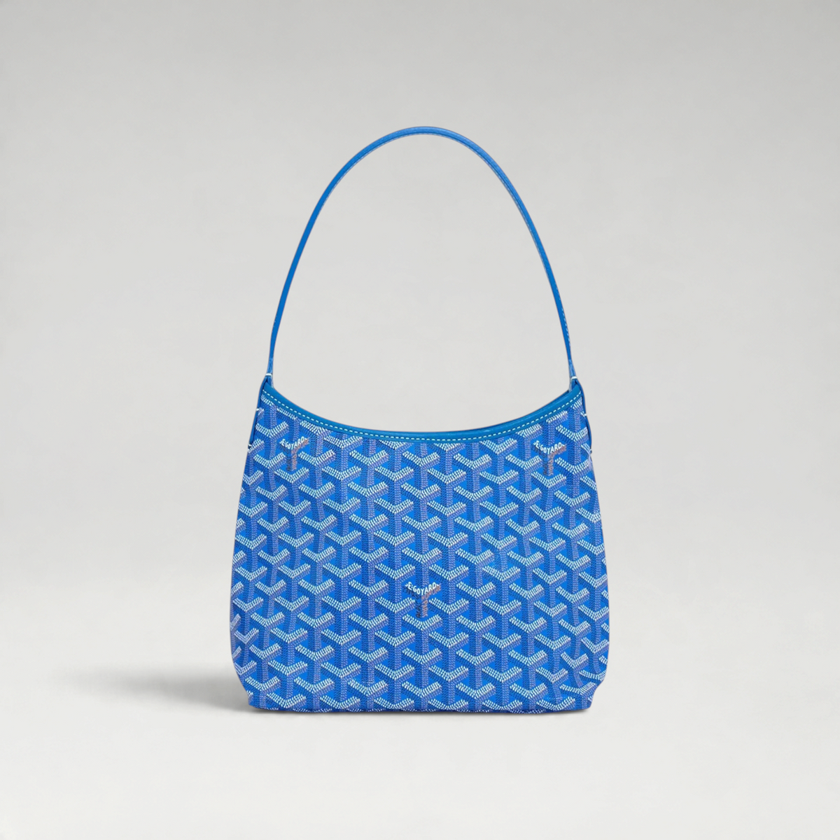 FBYMM Hobo Bohème mini tas in blauwe Goyardine canvas met kalfsleren details en palladium hardware.