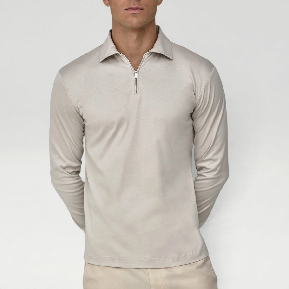 Supima Longsleeve Polo Beige