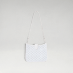 FBYMM Musette PM tas in wit Goyardine canvas en Decize Taurillon leer met verstelbare schouderband en magneetsluiting