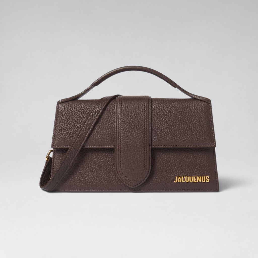 Large Bambino Grained Leather Dark Brown