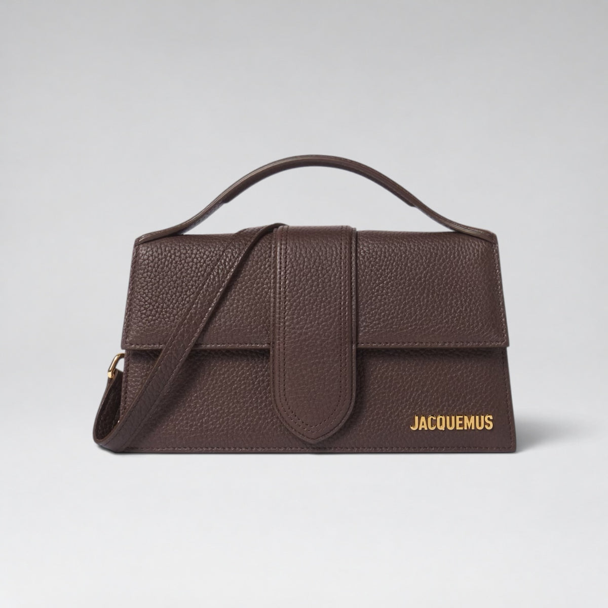 Large Bambino Grained Leather Dark Brown