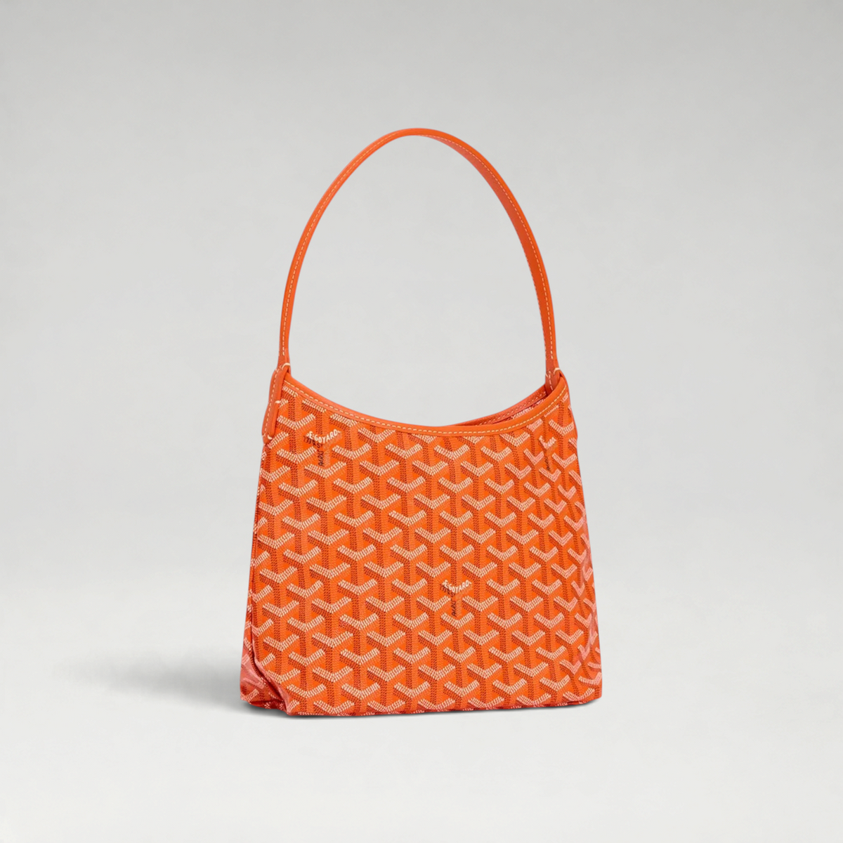 FBYMM Hobo Bohème mini tas in oranje Goyardine canvas met kalfsleren details en ritssluiting