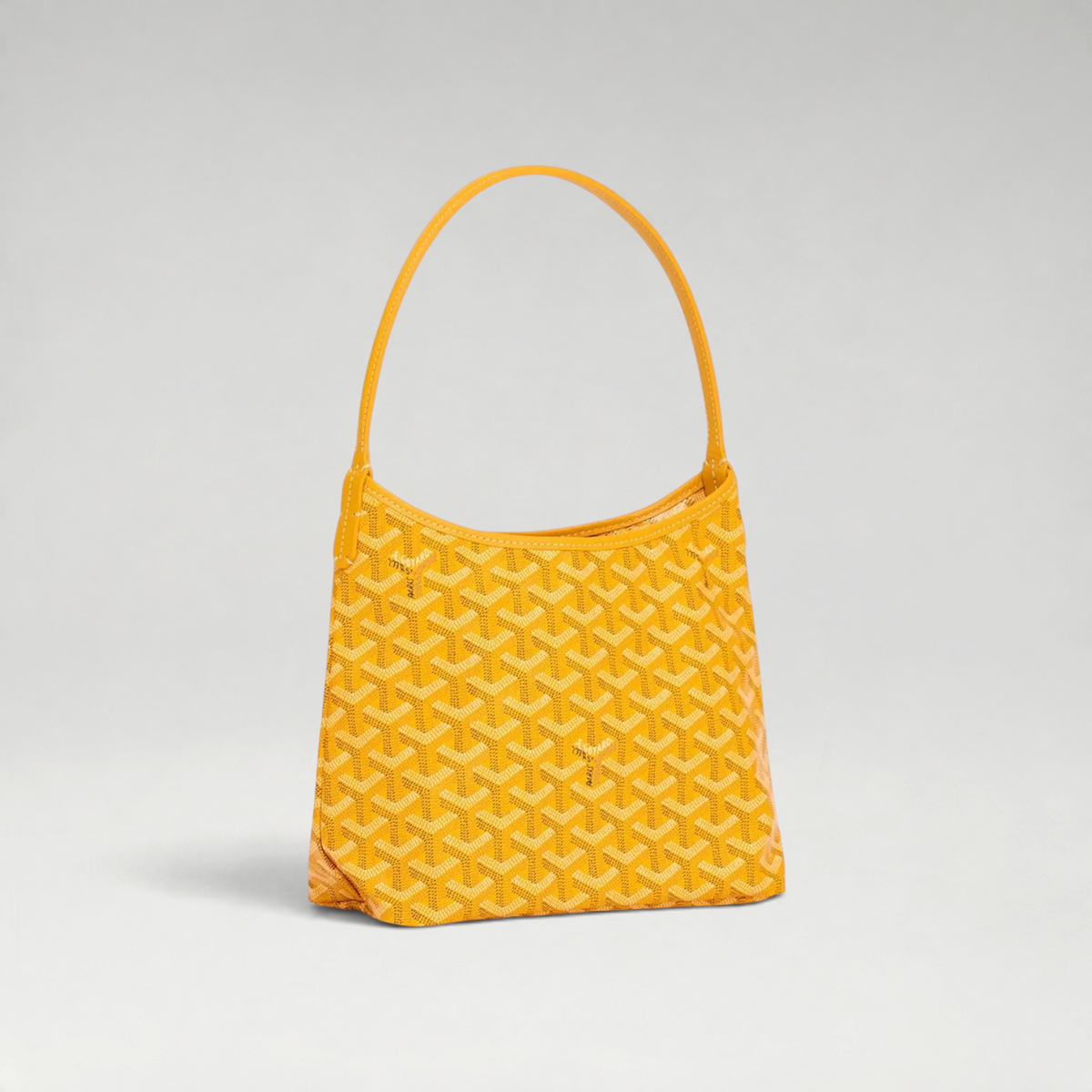 FBYMM Hobo Bohème mini tas in geel Goyardine canvas met kalfsleren details en palladium accenten