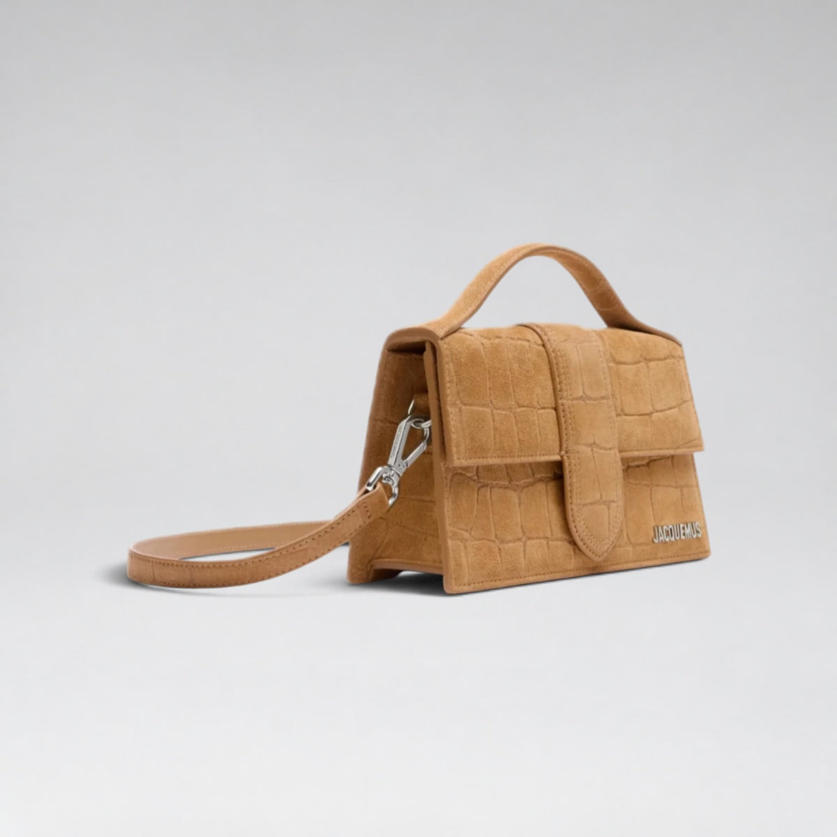 Large Bambino Suede Croco Pattern Camel