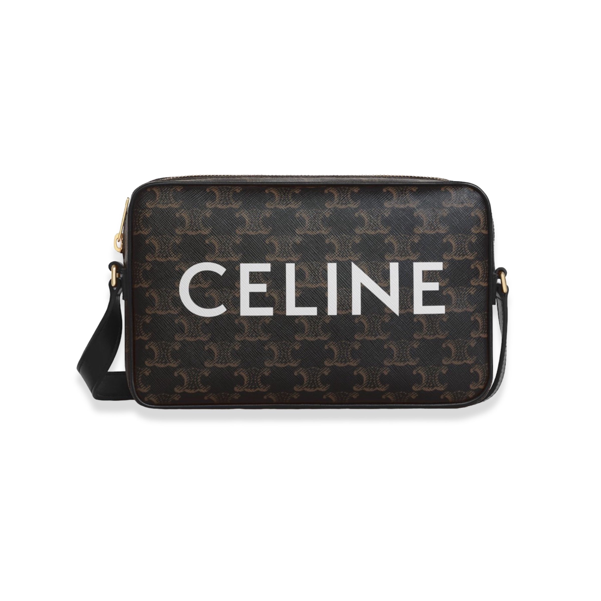 Celine - Triomphe Logo Messenger Bag Medium Black Brown