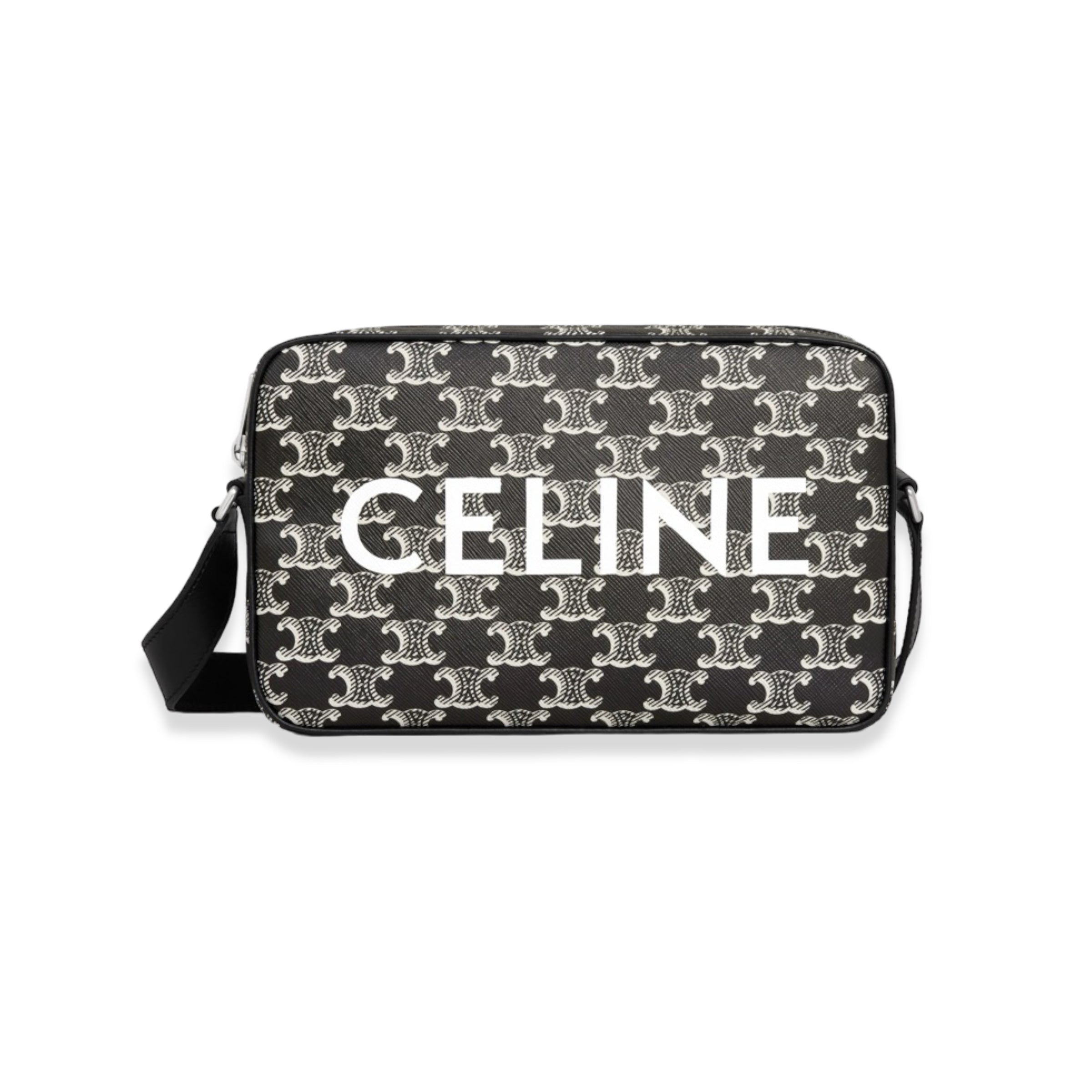 Celine - Triomphe Logo Messenger Bag Medium Black White
