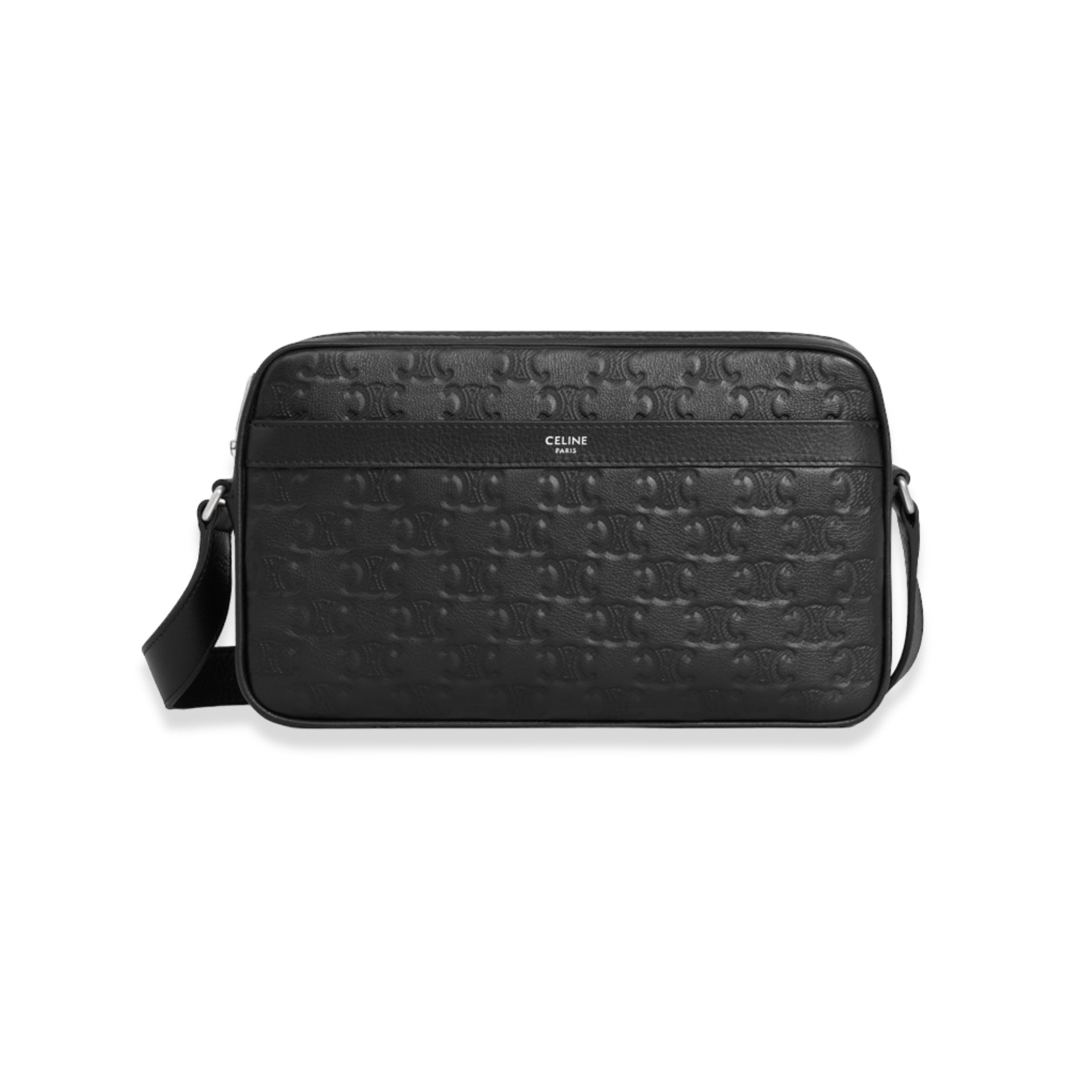 Celine - Triomphe Leather Messenger Bag Medium Black
