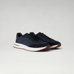 FBYMM Weekend Walk marineblauwe sneakers van microvezel en suède met witte rubberen zool en vetersluiting