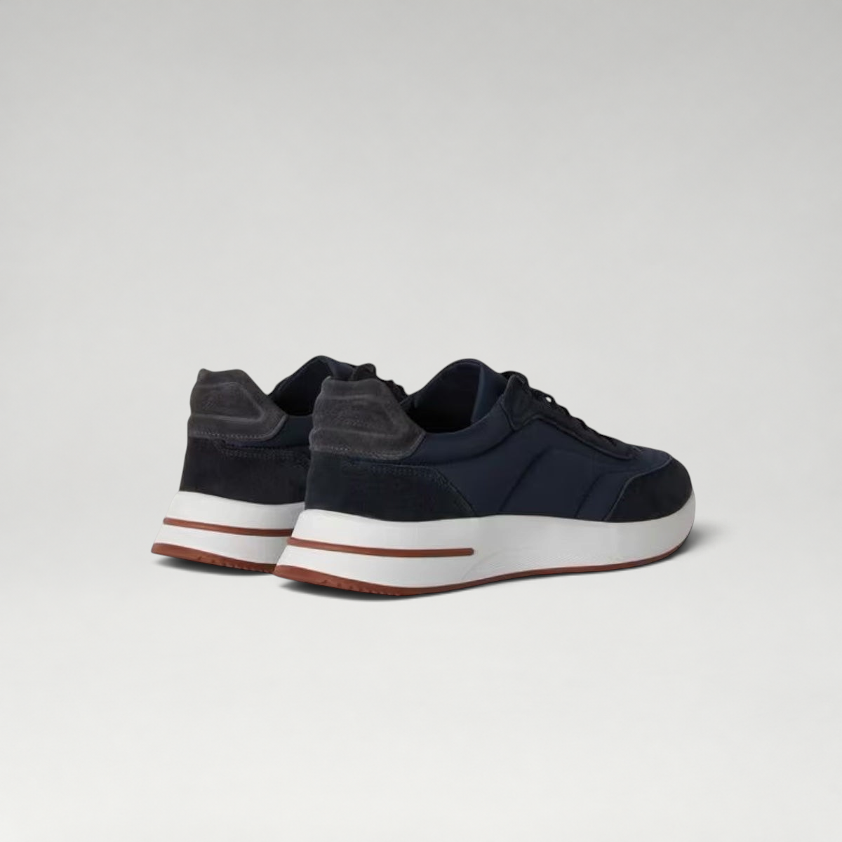 FBYMM Weekend Walk marineblauwe sneakers van microvezel en suède met witte rubberen zool en sportieve details