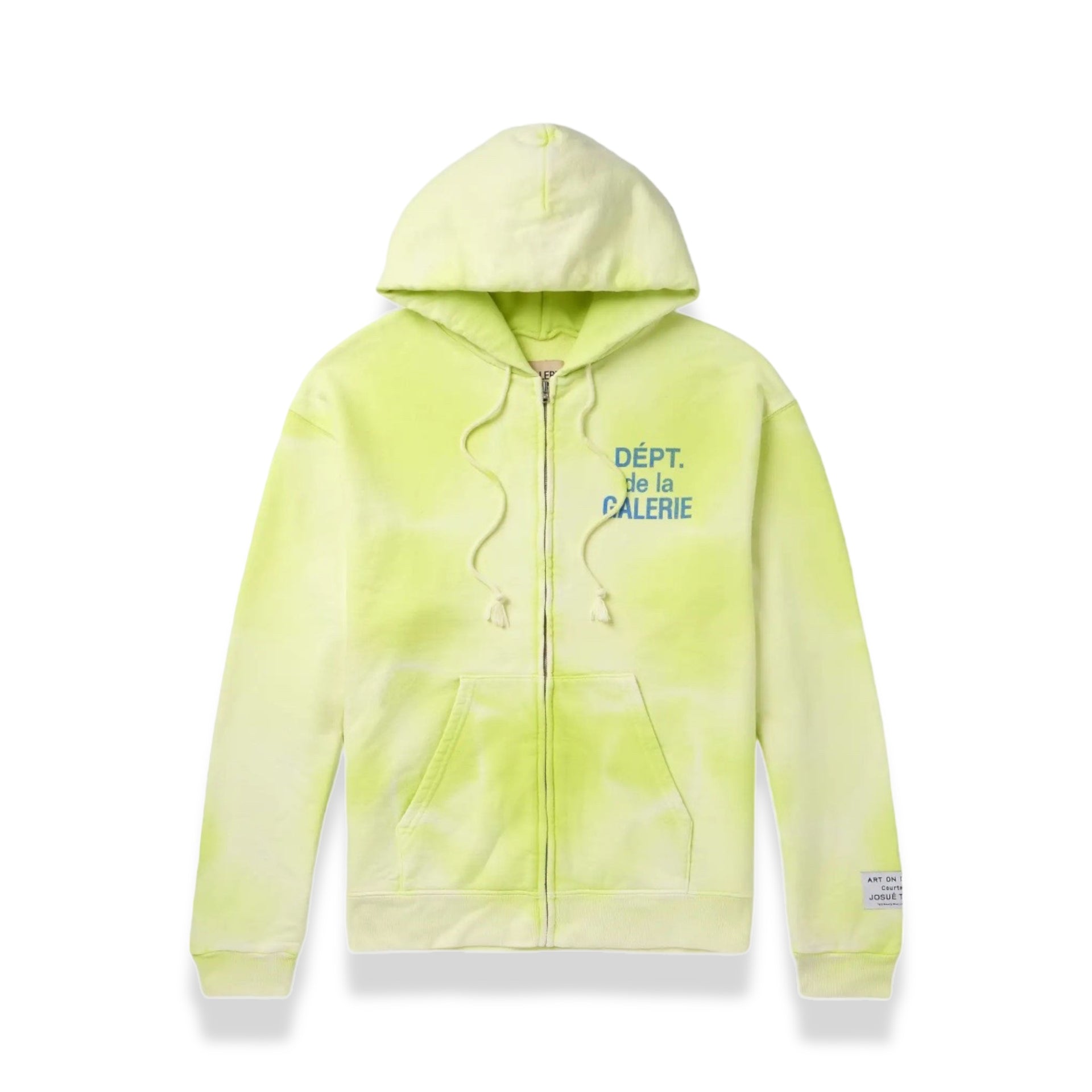 Zip Hoodie Fluorescent Yellow Hoodie Bleached Zipped Logo Hoodie