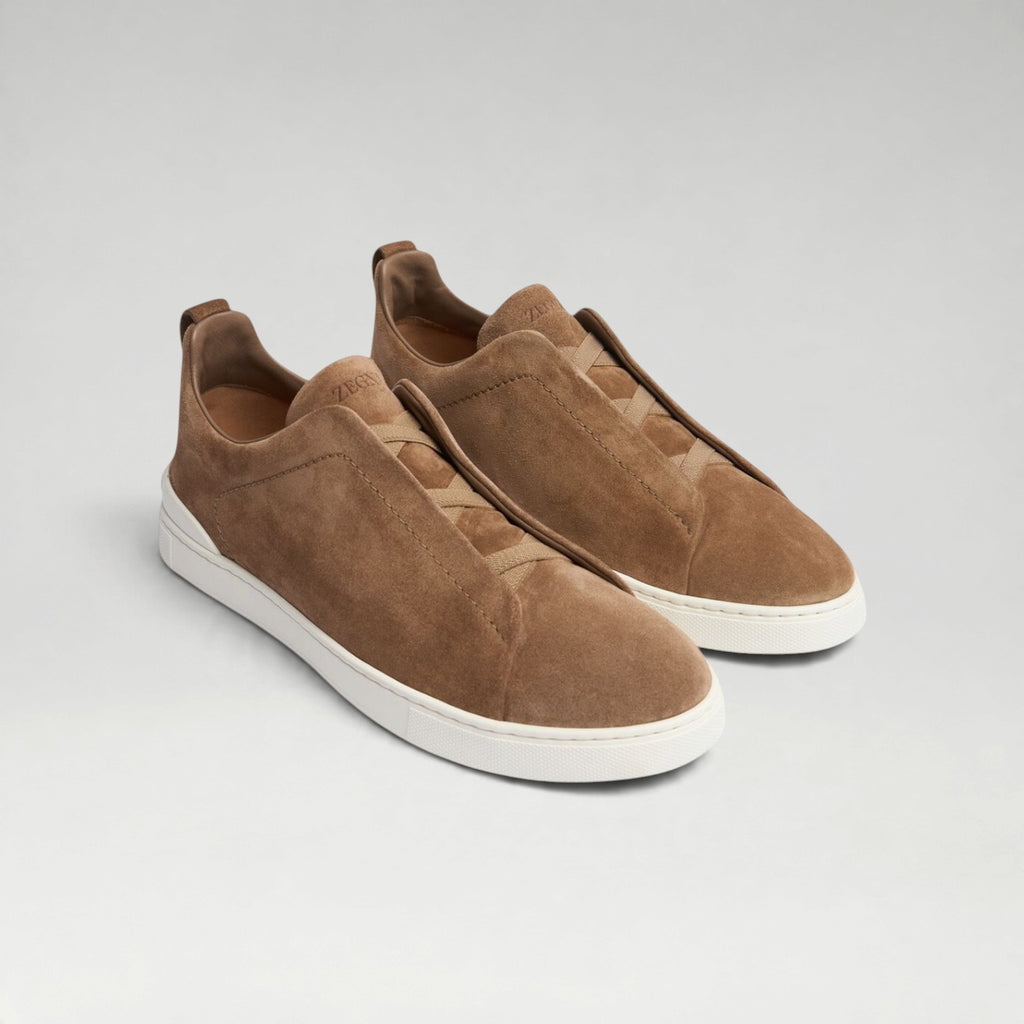 Triple Stitch Suede Sneakers Light Brown