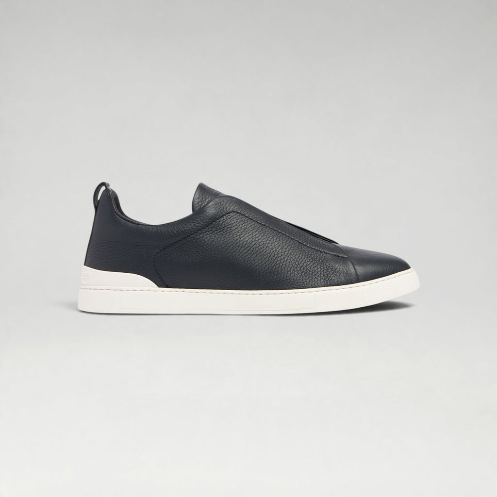 Triple Stitch Deerskin Sneaker Navy