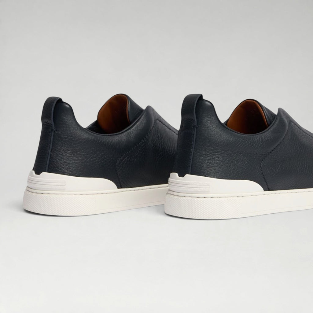 Triple Stitch Deerskin Sneaker Navy