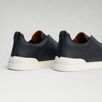 Triple Stitch Deerskin Sneaker Navy