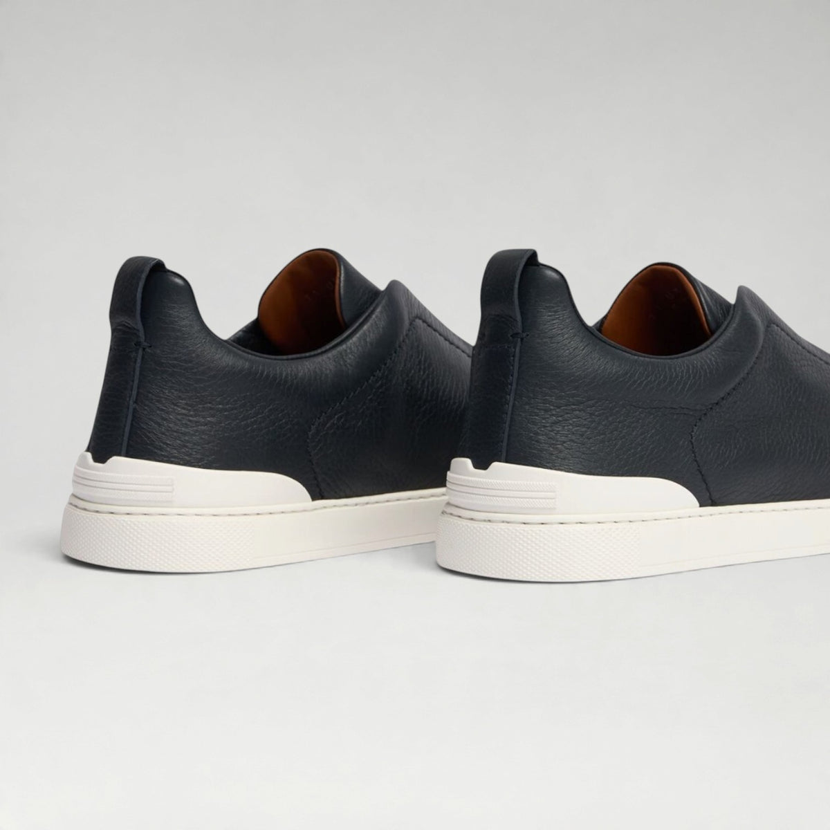 Triple Stitch Deerskin Sneaker Navy