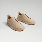 Triple Stitch Deerskin Sneaker Sand