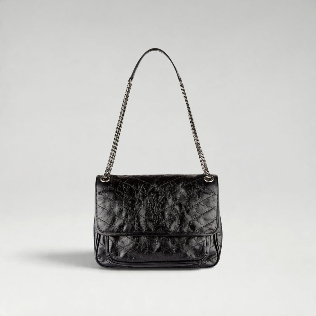 NIKI MEDIUM PATENT BAG BLACK