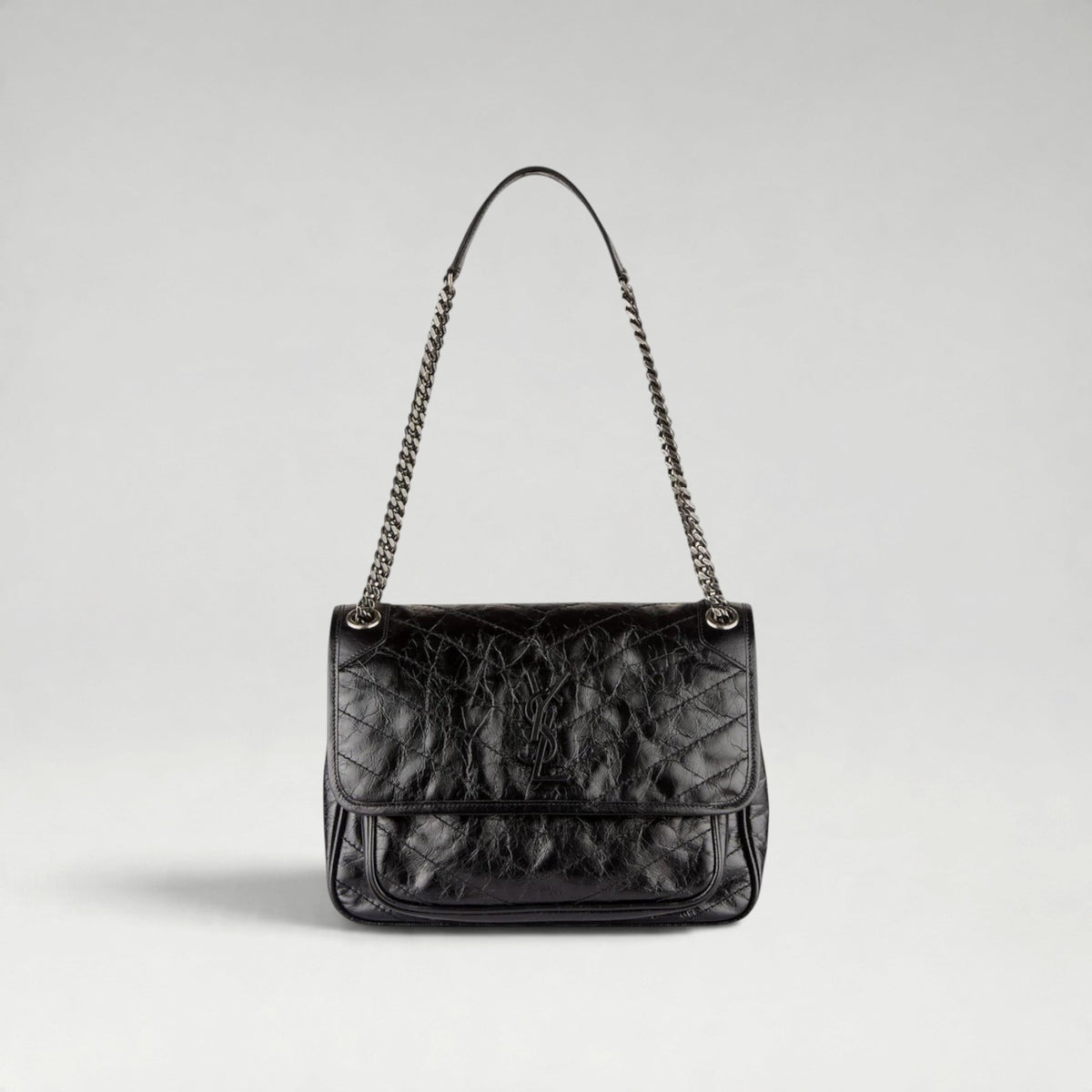NIKI MEDIUM PATENT BAG BLACK