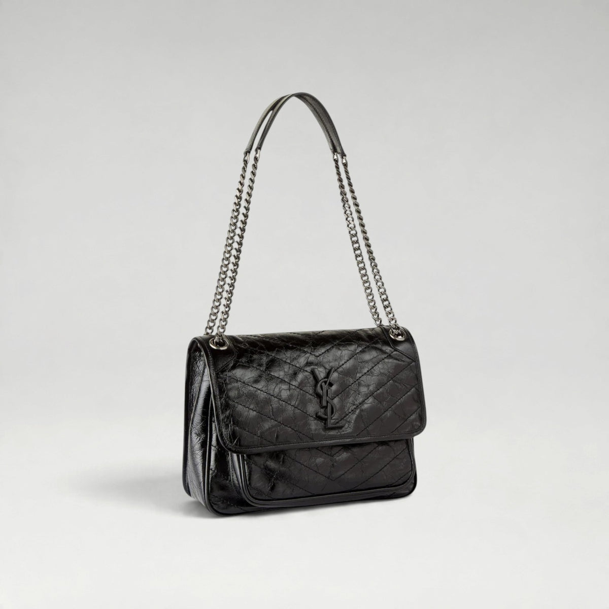 NIKI MEDIUM PATENT BAG BLACK