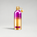 FBYMM Montale Intense Café Ristretto parfumfles in een gradiënt van paars naar goud met een luxe metalen dop.